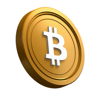 Moneda de Bitcoin (BTC) ladeada en el fondo de la sección hero